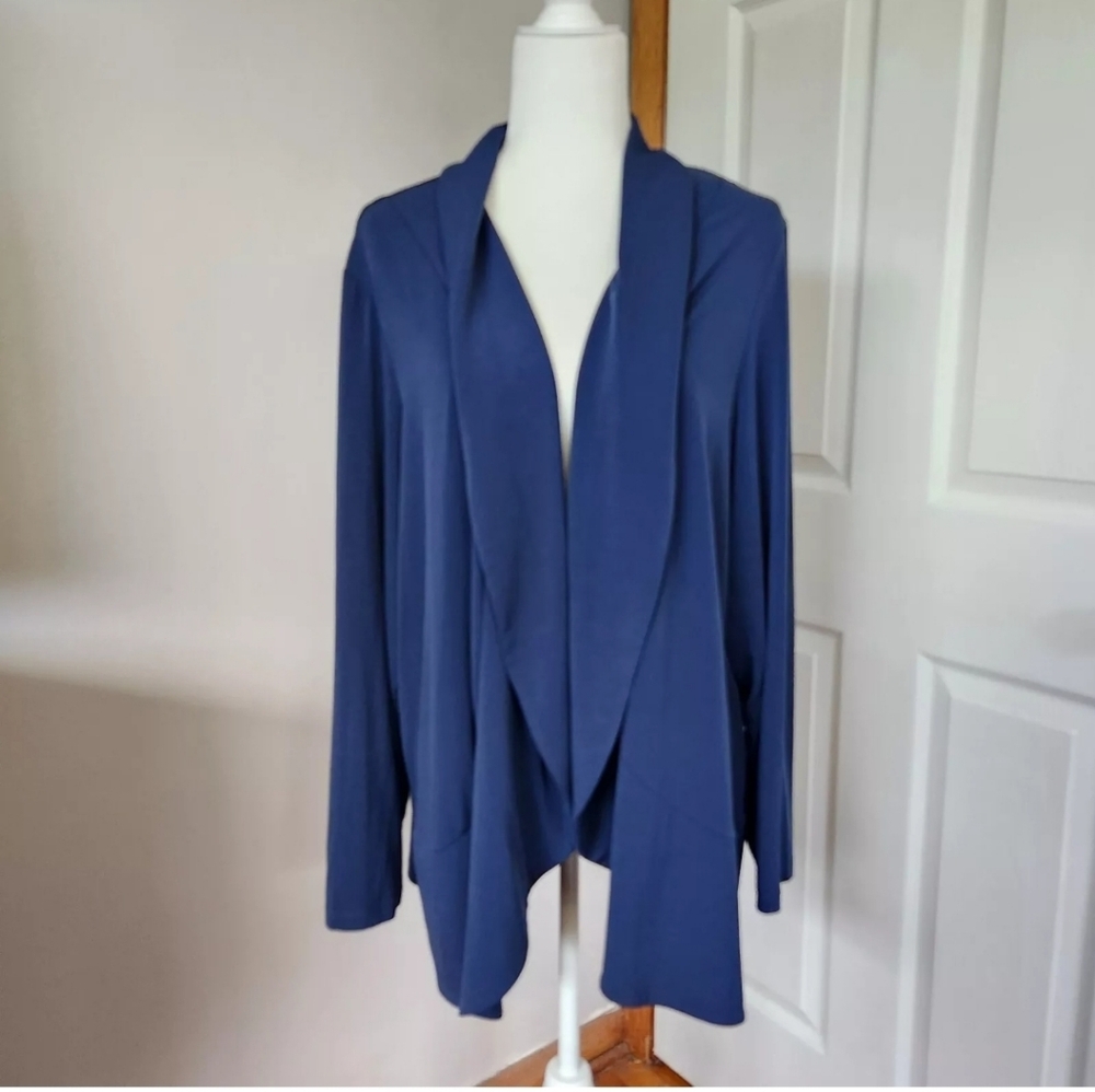 Susan Graver Navy Blue Open Cardigan, Women's Size 2XL